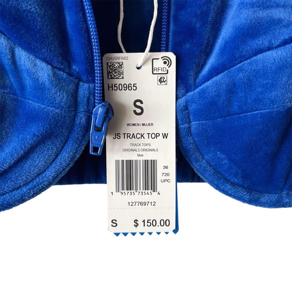 adidas X Jeremy Scott Blue Luxe Velour Crop Top Track Suit NWT - Picture 10 of 10